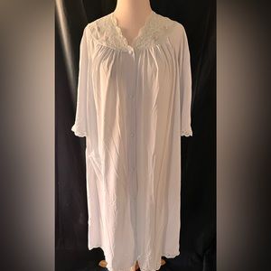 Shadowline Nylon And Lace Robe Light Blue Size Medium